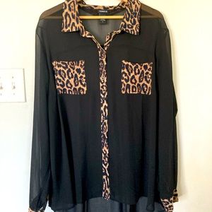 Torrid Black Cheetah Print Shirt